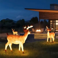 Đèn LED Motif Mô Phỏng 3D Đàn Hươu Deer phát sáng từ Sợi thủy tinh và nhựa Zalaa dành cho Dự án Vườn Ánh Sáng