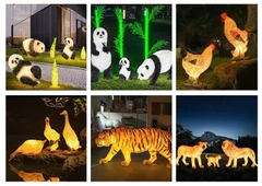 Đèn LED Motif Mô Phỏng 3D Đàn Hươu Deer phát sáng từ Sợi thủy tinh và nhựa Zalaa dành cho Dự án Vườn Ánh Sáng