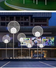 Đèn LED Trang Trí Cảnh Quan kiểu Bông Hoa Sắt rỗng bóng tròn đôi ZALAA ZSV-FlowerIron D40-D100cm, H60-180CM | Báo Giá