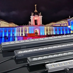 Đèn LED Tuyến Tính chiếu sáng mặt tiền Tòa Nhà Building Cao Tầng có lập trình DMX512 Rgb hiệu ứng thay đổi màu sắc theo tùy chỉnh