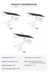 Đèn Năng Lượng Mặt Trời Thắp Sáng Đường Cảnh Quan Sân Vườn Từ 12-24W Zalaa