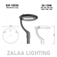 Đầu Cột Đèn Chiếu Sáng Khu Đô Thị Mới, Cảnh Quan Công Viên ZAT-1022A LED 30W-150W, hợp cột 3m-6m