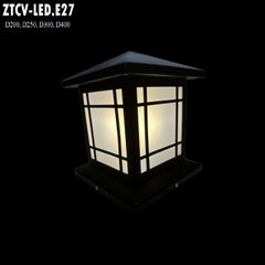 Đèn Trụ Cổng Vuông ZTCV LED-E27 D200, D250, D300, D400... Inox Sơn theo yêu cầu