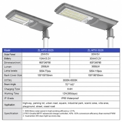 Đèn Đường Năng Lượng Mặt Trời Thông Minh ZALAA ZL-MTX-3S Siêu Sáng IP65