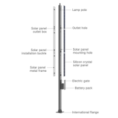 Cột Đèn Tấm Pin Năng Lượng Mặt Trời Thẳng Đứng Vertical Solar Light ZSR-05 30W H4,4M+2M
