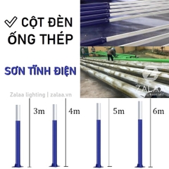 Cột Ống Thép / Trụ Sơn Tĩnh Điện cho Cột đèn từ 2m đến 6m