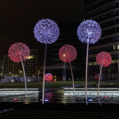 Trụ Cột Đèn Inox Cao 5M Sử dụng Treo Bông Hoa Bồ Công Anh Dandelion Ngoài Trời