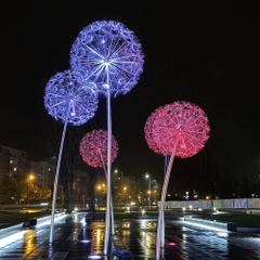 Trụ Cột Đèn Inox Cao 4M Sử dụng Treo Bông Hoa Bồ Công Anh Dandelion Ngoài Trời