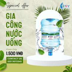 Gia công nước uống tinh khiết đóng bình 19L Bình úp 2IN1 nhãn riêng theo yêu cầu