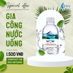 Gia công nước uống tinh khiết đóng chai WOW 250ml