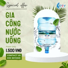 Gia công nước uống tinh khiết đóng bình 19L Bình úp 2IN1 nhãn riêng theo yêu cầu