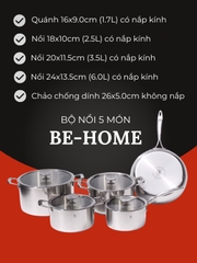 BỘ NỒI 5 MÓN BE-HOME 3 LỚP