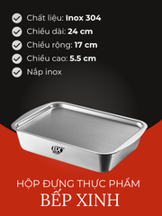 HỘP ĐỰNG THỰC PHẨM INOX BẾP XINH ( TẶNG KÈM VỈ )