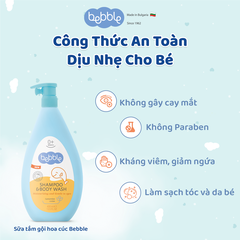 Sữa tắm gội Bebble hoa cúc, dùng cho bé từ 0 tháng tuổi, an toàn dịu nhẹ, kháng viêm giảm ngứa, 400ml