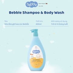 Sữa tắm gội Bebble hoa cúc, dùng cho bé từ 0 tháng tuổi, an toàn dịu nhẹ, kháng viêm giảm ngứa, 400ml