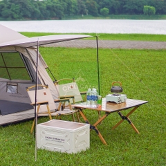 Bàn dã ngoại vân gỗ gấp gọn khung thép cacbon