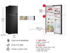 Tủ lạnh LG Inverter 266 lít GV-B262BL màu đen