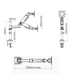 Giá treo màn hình North Bayou H100 (1 màn hình/ 22inch - 35inch/ Đen/ Gắn bàn)
