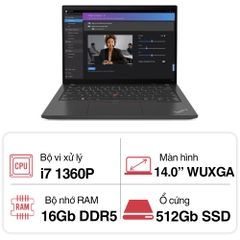 Laptop Lenovo ThinkPad T14 GEN 4 (i7 1360P/ 16GB/ 512GB SSD/14 inch WUXGA/NoOS/ Black/ Carbon/3Y)