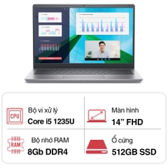 Laptop Dell Vostro V3420 V4I5702W1 (i5 1235U/ 8GB/ 512GB SSD/14 inch FHD/Win 11/ Office/ Titan Grey/1Y)
