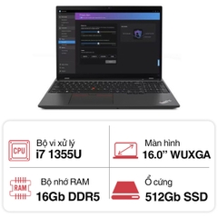 Laptop Lenovo ThinkPad T16 G2 21HH003TVN (i7 1355U/ 16GB/ 512GB SSD/16 inch WUXGA/Win 11 Pro/ Black/ Carbon/3Y)