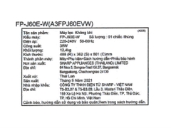Máy lọc không khí Sharp FP-J60E-W (38w - 48m2)