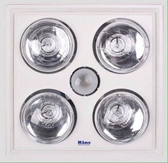 Đèn sưởi nhà tắm 4 bóng âm trần kết hợp quạt thông gió HANS H4B (1180W)