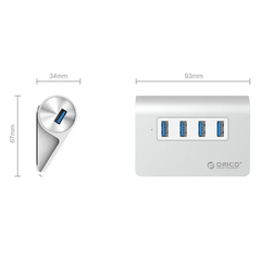Bộ chia USB Hub 4 cổng USB 3.0, Bạc, ORICO M3H4-SV