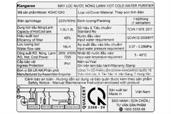 Máy lọc nước Kangaroo Sumire Hydrogen ion kiềm nóng lạnh KGHC12A3