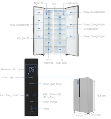 Tủ lạnh LG Inverter 519 lít GR-B256JDS [Side By Side]