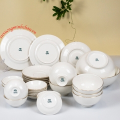 Bộ Đồ Ăn Gia Đình 28 Sản Phẩm Sứ Minh Châu Cao Cấp Bộ Màu Trắng