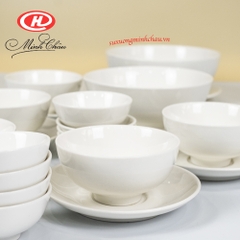 Bộ Đồ Ăn Gia Đình 28 Sản Phẩm Sứ Minh Châu Cao Cấp Bộ Màu Trắng