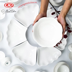 Bộ hoa mặt trời sứ Minh Châu cao cấp trắng trơn