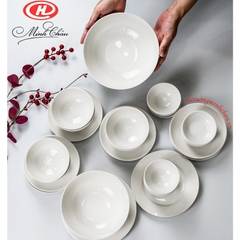 Bộ Đồ Ăn Gia Đình 28 Sản Phẩm Sứ Minh Châu Cao Cấp Bộ Màu Trắng