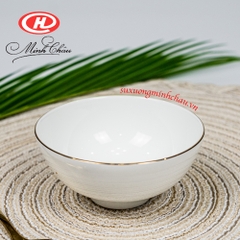 Bát Chấm Sứ Xương Minh Châu Cao Cấp Siêu Nhẹ BONE-C03 (Trắng, Viền vàng)