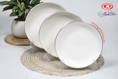 Đĩa Sứ Minh Châu Cao Cấp Sứ Siêu Nhẹ Bone Viền Vàng Và Trắng