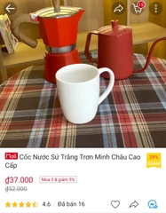 Cốc Nước Sứ Trắng Trơn Minh Châu Cao Cấp