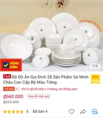 Bộ Đồ Ăn Gia Đình 28 Sản Phẩm Sứ Minh Châu Cao Cấp Bộ Màu Trắng