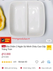 Đĩa Chấm 2 Ngăn Sứ Minh Châu Cao Cấp Trắng Trơn-MCM11TA1
