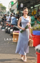 LAHER ĐẦM LỤA CỔ ĐỔ XANH OLIU