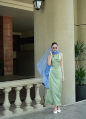 LAHER ĐẦM LỤA CỔ ĐỔ XANH OLIU