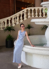 LAHER ĐẦM LỤA CỔ ĐỔ XANH OLIU