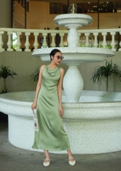 LAHER ĐẦM LỤA CỔ ĐỔ XANH OLIU