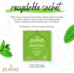 Trà Bạc Hà Hữu Cơ Thơm Mát, Không Chứa Caffeine, Pukka Three Mint Organic Tea , Hộp 20 gói (32gr, 1.12 Oz)