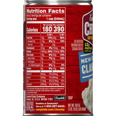 Súp Nghêu Kiểu Anh Đóng Hộp Campbell's Chunky New England Clam Chowder Soup, Lon 533g (18.8 Oz.)
