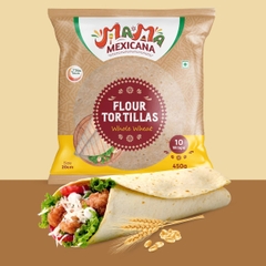 Vỏ Tortilla Nguyên Cám Tortilla Whole Wheat Mama Mexicana (Size 20cm), Gói 10 Vỏ (Gói 450g)