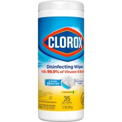 Khăn Lau Khử Khuẩn Clorox Disinfecting Wipes Crisp Lemon, Hộp 35 Miếng 17.78 x 20.32 cm (7" x 8")