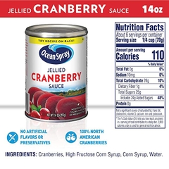 Sốt Nam Việt Quất Dạng Thạch Ocean Spray Jellied Cranberry Sauce, Hộp 397g (14 Oz.)