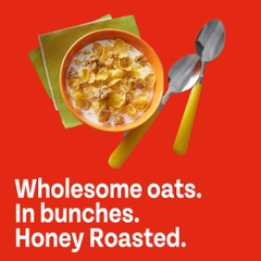 Ngũ Cốc Ăn Sáng Yến Mạch Mật Ong Post Honey Bunches of Oats Honey Roasted Breakfast Cereal, with Granola Clusters and Sliced Almonds, Family Size Cereal, Hộp 510g (1 Lb. 2 Oz.) 18 Oz.