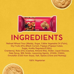 Bánh Qui Chay Trái Cây Và Hạt UNIBIC Fruit And Nut Cookies Vegetarian, Hộp 2 Gói, Mỗi Gói 75g